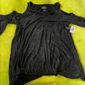 torrid Black Cold-Shoulder Strappy Neck Tunic